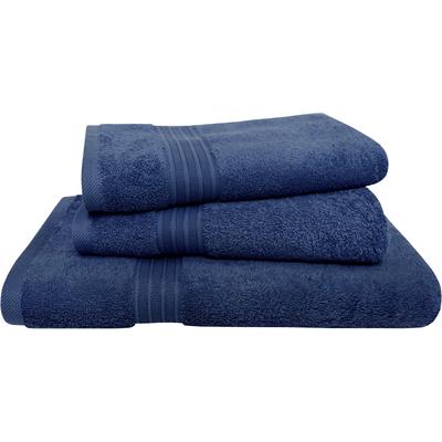 Handtuch Set DYCKHOFF "Siena", blau (tintenblau), 3 tlg., Frottier, Frottier, Obermaterial: 100% Baumwolle, Handtuch-Sets, mit Bordüre; 2 Handtücher (50x100cm), 1 Duschtuch (70x140cm) Image