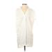 Zara Casual Dress - Shift V Neck Short sleeves: White Print Dresses - Women's Size X-Small