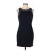 Banana Republic Factory Store Casual Dress - Sheath Crew Neck Sleeveless: Blue Print Dresses - Women's Size 10 Petite