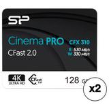 Silicon Power 128GB Cinema PRO CFX 310 cFAST 2.0 Memory Card (2-Pack) SP128GICFX311NV0BM