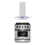 Cosmo 3 Piece Kitchen Appliance Package w/ 30" Gas Freestanding Range, & Island Range Hood | Wayfair COS-3PKG-512