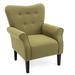Armchair - Red Barrel Studio® 30.3" Wide Tufted Upholstered Armchair Linen/Wood/Fabric in Green/Brown | Wayfair 9A3FDE28C5614028B86BEEA52200E052