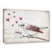 Red Barrel Studio® 'Love Birds II Love' - Painting Print Canvas in Gray/Red | 12" H x 16" W x 1.5" D | Wayfair F8318CF2233D468E847B873298FAD039