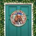 The Holiday Aisle® Borendy Santa on Elephant Wreath Wooden Door Hanger Wood in Brown | 24 H x 18 W x 1 D in | Wayfair