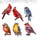 Designocracy 6 Piece Winter Birds Decorative Wooden Clip-on Ornaments by G. Debrekht Wood in Brown | 7.5 H x 5.5 W x 1 D in | Wayfair 8090005C-S6
