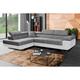 Aston Left Hand Facing Corner Sofa Bed with Storage and Lift Mechanism - Grey & White