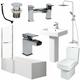 Complete Bathroom Suite 1500 l Shape Bath lh Screen & Rail Basin wc Taps Shower - White
