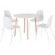 Lindon 4 Seat Dining Set in White and Natural with White Chairs