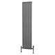 Traderad - Flat Tube Steel Anthracite Vertical Designer Radiator 1600mm h x 354mm w Single Panel - Central Heating - Anthracite