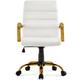 Yaheetech - Mid-Back Office Chair with Gold Frame, White - white