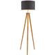 Litecraft - Willow Floor Lamp Wooden Tripod Base With Grey Drum Shade - Natural