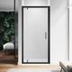 Elegant - 700mm Pivot Hinge Shower Door 6mm Safety Glass Shower Enclosure Cubicle Matte Black Frame with 700 x 1100mm Shower Tray