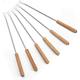 Set of 6 Stainless Steel Fondue Forks with Heat Resistant Wooden Handle 24cm