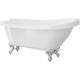 Kensington 1710mm x 740mm Single Ended Freestanding Slipper Roll Top Bath with Chrome Claw Feet - White - Wholesale Domestic