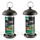 2 x Gardman Black Metal Steel Seed Wild Bird Hanging Garden Feeder A01172