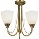 Loops - Semi Flush Ceiling Light Antique Brass & Glass 3 Bulb Dimmable Pendant Shade