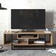 Decorotika Asal 120 cm Wide Modern TV Unit TV Stand TV Cabinet With Open Shelf Lowboard Up To 51 TVs - Walnut Pattern And Black - Walnut and Black