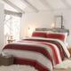 Fusion - Betley Stripes 100% Brushed Cotton Reversible Duvet Cover Set, Red, Double