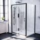 Keni 1100mm Shower Sliding Door & 760mm Frameless Glass Side Panel Screen Matte Black