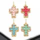 OCESRIO-Pendentif croix en cristal multicolore pour collier cuivre plaqué or bijoux CZ Nina
