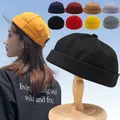 Bonnet en coton sans bord pour hommes et femmes chapeaux Docker portables casquette solide