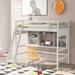 Wooden Twin Bed Frame Twin Size Loft Bed with Storage Shelves, Desk and Ladder, Maximized Space Twin Loft Bed