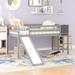 Wood Bed Frame Twin, Loft Bed Wood Bed with Slide, Stair&Chalkboard