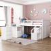 Twin Low Study Bed,Low Loft Bed Portable Desk for Kids&Storage Steps