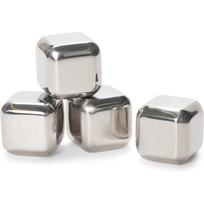 Cork Pops Stainless Steel Tone Ice Cube Set of 4 - 1 x 1 x 1 inches