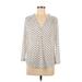 H&M Long Sleeve Henley Shirt: Ivory Polka Dots Tops - Women's Size Medium