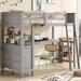 Twin Size Wooden Loft Bed with Desk, Storage Drawers, and Open Shelves - Perfect for Kids, Teens, and Adults - Gray