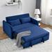 55" Modern Convertible Sofa Bed w/2 Detachable Arm Pockets and 2 Pillows, Velvet Loveseat Sofa with Adjustable Backrest