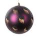 Vickerman 6" Matte Plum Ball Ornament with Gold and Black Brush Strokes, 2 per bag. - Purple
