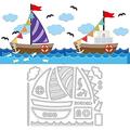 Sailboat Cutting Dies Sailing Adventure Banner Wave Seagull Fish Cloud Die Cuts for DIY Scrapbooking Festival Greeting Cards Making Paper Cutting Album Envelope Decoration