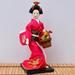 Japanese Kimono Geisha Doll Oriental Ancient Sculpture Asian Geisha for Office Ornament Rose Red