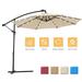 10ft Patio Cantilever Umbrella Outdoor Offset Hanging Umbrella with 24 LED Lights 8 Sturdy Ribs Solar Panel and Hand Crank System Waterproof Market Umbrella for Balcony Patio Poolside Tan D818