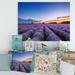 DESIGN ART Designart Sunrise & Dramatic Clouds Over Lavender Field I Farmhouse Canvas Wall Art Print 20 in. wide x 12 in. high