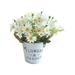 Etereauty 1PC Simulation Daisy Bonsai Decor Lifelike Daisy Hemp Rope Iron Bucket Decor Realistic Fake Flower Crafts Decor Retro Potted Plants Decor with Flowerpot White