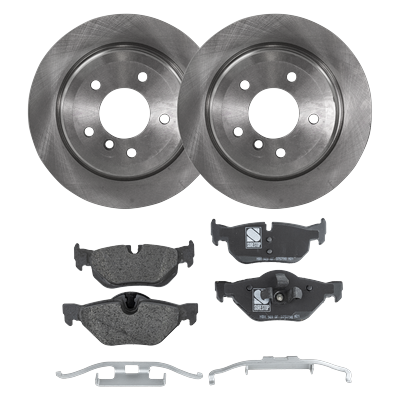 2010 BMW 328i xDrive Rear Brake Disc and Pad Kit, Plain Surface, 5 Lugs, 11.8 in., Semi-Metallic, enginedesignationname: N51B30A, Pro-Line Series