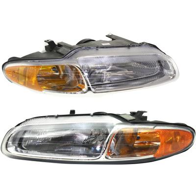 1996 Chrysler Sebring Driver and Passenger Side Headlights, with Bulbs, Halogen, Convertible