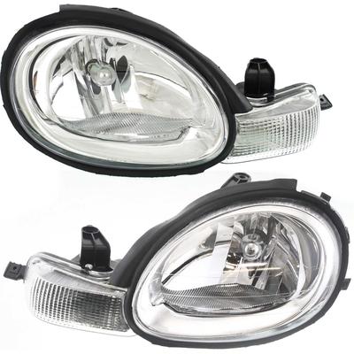 2001 Plymouth Neon Driver and Passenger Side Headlights, with Bulbs, Halogen