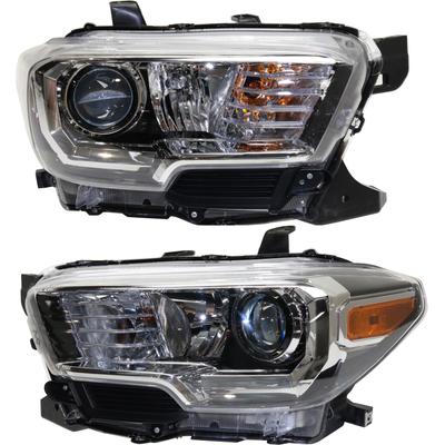 2017 Toyota Tacoma Driver and Passenger Side Headlights, with Bulbs, Halogen, with Fog Light, without LED Daytime Running Light, CAPA Certified