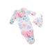 SHIBAOZI Baby Sleeping Bag Set Sleepsuit Newborn Long Sleeves CrewNeck Flower Print Sleeping Round Hat Swaddles Sleeping Sack