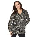 Plus Size Women's V-Neck Blouse by Jessica London in Black Abstract Dot (Size 20 W)