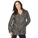 Plus Size Women's V-Neck Blouse by Jessica London in Black Abstract Dot (Size 12 W)