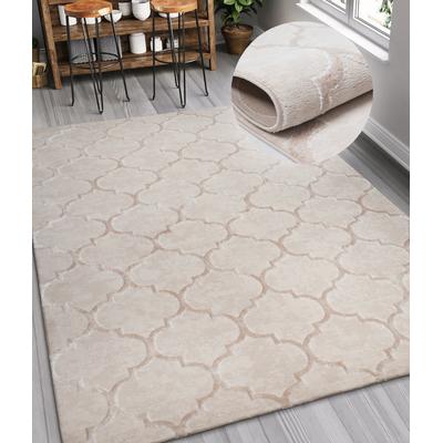 Teppich MY HOME "Badra Kurzflor" Gr. 4, beige, B:160cm H:12mm L:230cm, Kunstfaser, Teppiche, geometrisch, Hoch Tief Design, 3-D Wirkung, Ornamente, Wohnzimmer Image