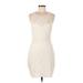 Express Casual Dress - Bodycon Scoop Neck Sleeveless: Ivory Print Dresses - Women's Size Medium