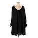 H&M Casual Dress - Mini V-Neck Long sleeves: Black Solid Dresses - Women's Size Medium