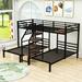 Mason & Marbles Jensenn Twin over Twin & Twin Metal Bunk Bed w/ Staircase Metal in Black | 57 H x 77 W x 101 D in | Wayfair