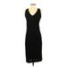 Donna Karan New York Casual Dress - Midi V Neck Sleeveless: Black Print Dresses - Women's Size Small